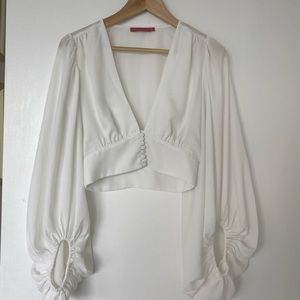 White puff sleeve blouse